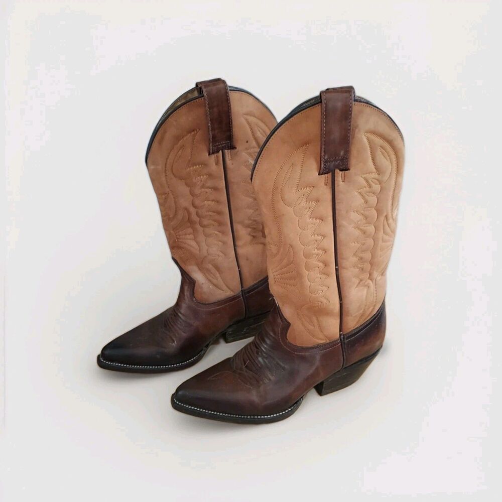 Rudel Leather Brown Western Cowboys Boots - Men's Size 5 - Women's Size 6.5